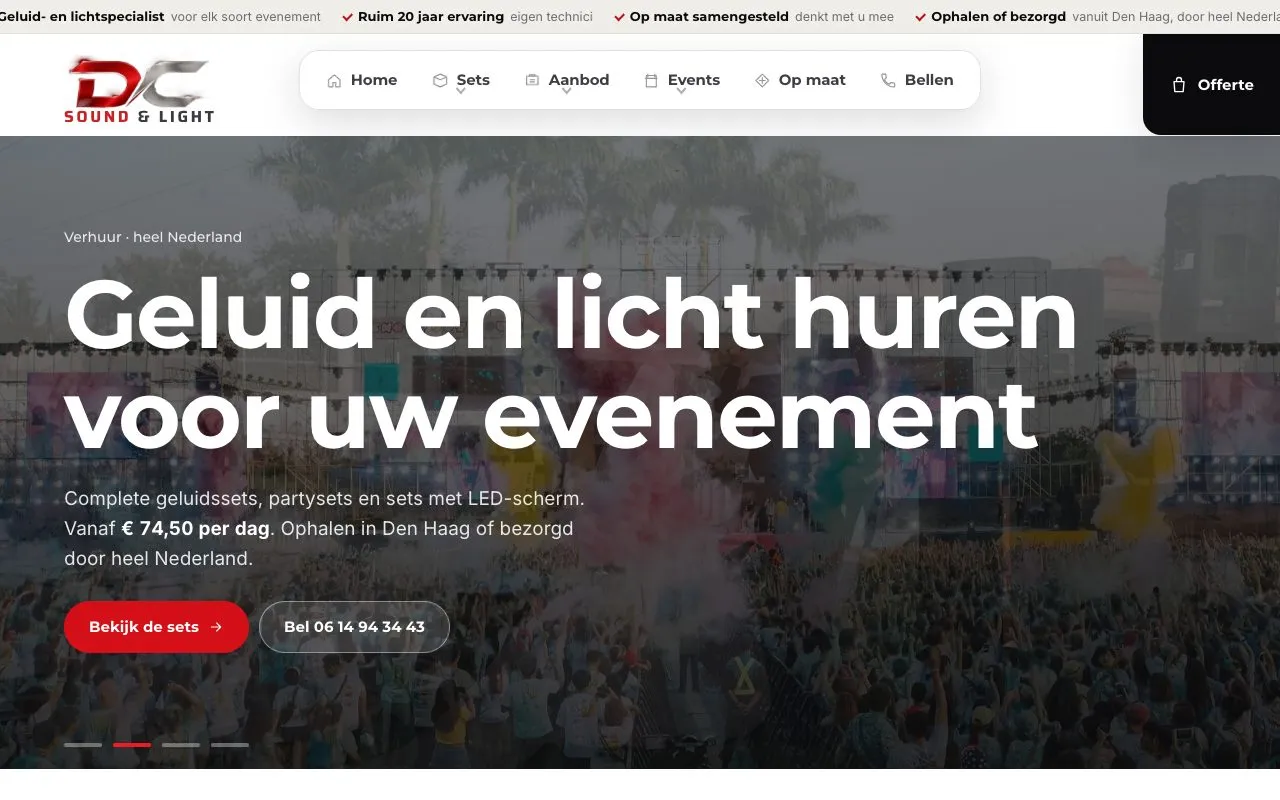 De website van DC Sound & Light